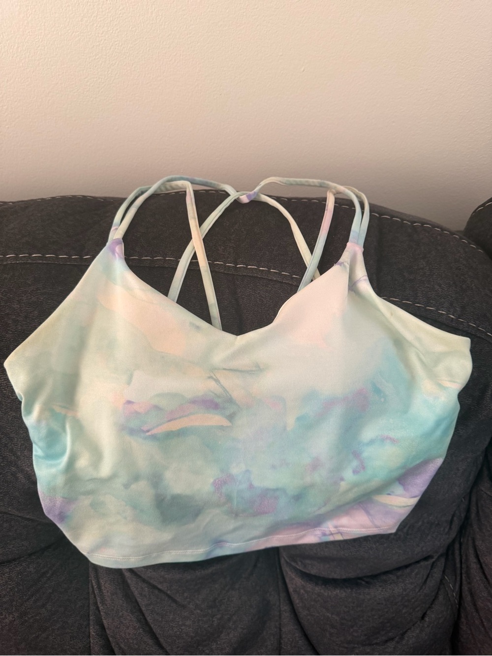 Pastel Tie-Dye Strappy Bralette Top - Women workout top